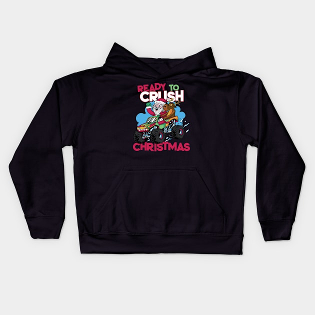 Ready to Crush Christmas // Santa Monster Truck Xmas Kids Hoodie by SLAG_Creative